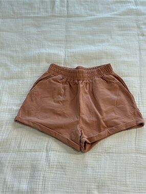Meshki High-Waist Lounge Shorts in Dusty Rose Brown